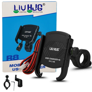 HJG Bike Mobile Holder 360 View With USB Mobile Charger For All Bikes